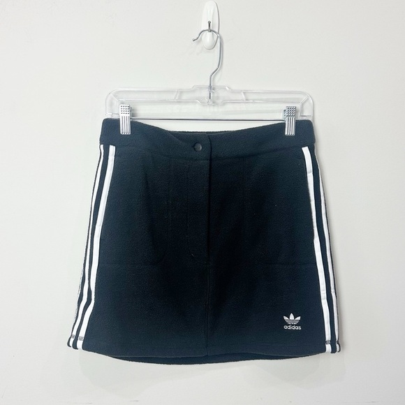Adidas Polar Fleece Skirt Black White Stripe - Picture 2 of 7
